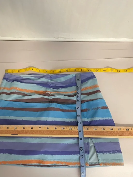 Tiger Mist Mini Skort SM Blue Striped Ruched Mesh Y2K Island Summer Stretch - Picture 11 of 12